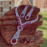Pakistani Statement AD Necklace Earrings Set, Pakistani CZ Necklace, Pakistani AD Earrings Set, AD Celebrity Jewellery, Indian AD Necklace Set, Bollywood AD Necklace, Wedding AD Jewelry Set