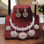 Rajsthani Heart Shaped Choker Earrings Set, Jaipuri Heart Shaped Jewelry, Indian Jewelry Set, Jaipuri Choker Set, Pakistani Choker Set