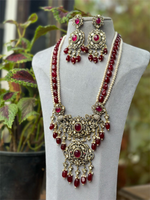 Jaipuri Traditional Wedding Polki Necklace Set, Ethnic Polki Necklace Earrings Set, Indian Polki Jewelry, Pakistani Polki Necklace Set