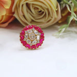Pink Enamel Kundan Adjustable Ring – Traditional Ethnic Jewelry