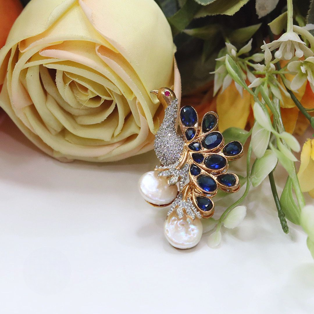 Peacock Design Kundan & Pearl Adjustable Ring – Elegant Ethnic Jewelry