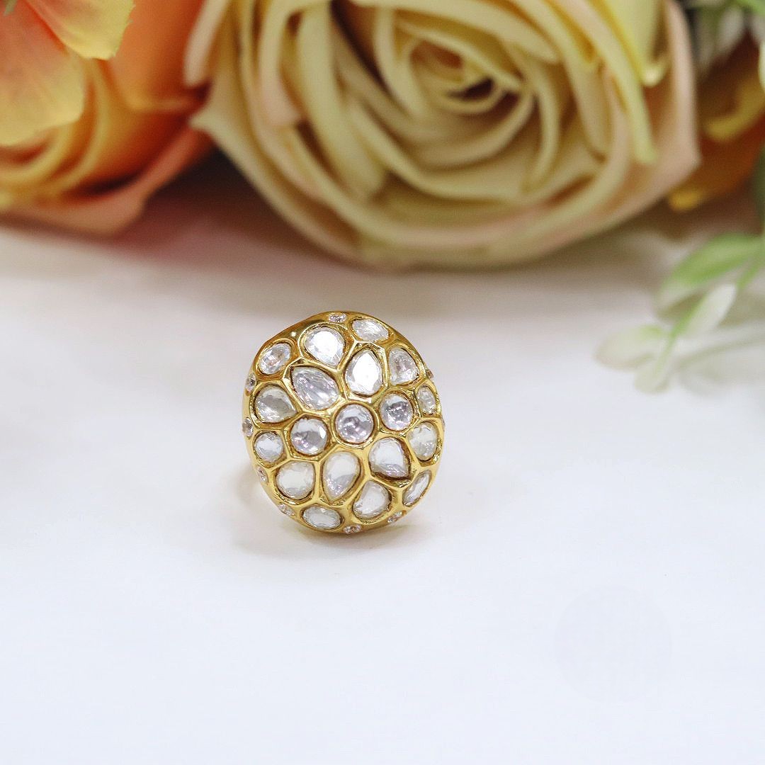 Traditional Uncut Diamond Look Polki Ring