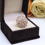 Premium Mint Green & Diamond-Cut Floral Cocktail Ring | Elegant Indian Jewellery | Luxury Diamond Jewellery Indian Ring Set