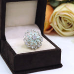 Premium Mint Green & Diamond-Cut Floral Cocktail Ring | Elegant Indian Jewellery | Luxury Diamond Jewellery Indian Ring Set