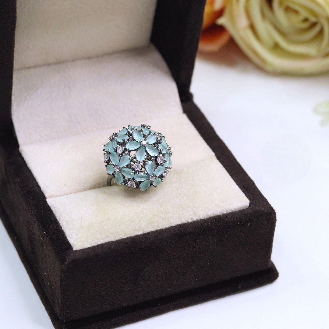 Kundan Stone Ring for Women | Antique Finish Statement Finger Ring | Indian Jewellery Kundan Ring Set