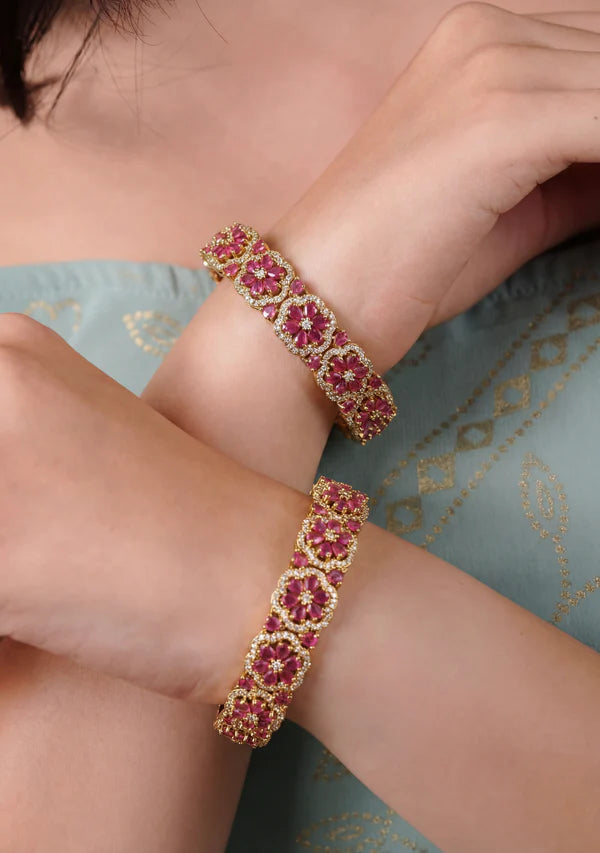 Indian Victorian AD Kada Kangan Set | Elegant Indian Jewellery | Luxury Bridal Bangle Set
