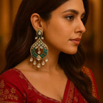 Meenakari Kundan Chandbali Earrings | Traditional Indian Jewellery | Pear-Shaped Stones Jewellery Indian Earring Set for Women