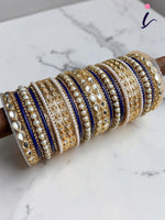 Kundan Pearl and Stone Kada Bangle Set, Traditional Indian Bridal Bangles, Designer Wedding Jewelry for Women