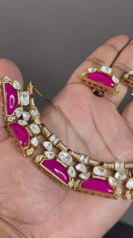 Ethnic Pakistani Bridal Polki Choker Earrings Set, Bollywood Polki Choker, Indain Wedding Polki Choker, Wedding Polki Jewelry Set