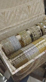 Luxury Gold Combo Box Bangles Set | Golden Side Stone Indian Bridal Jewellery | Wedding Bangle Collection