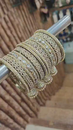 Indian Jhumki Copper & Golden Silver-Touch Stone Bridal Bangle Set | Indian Jewellery Traditional Bangles Set