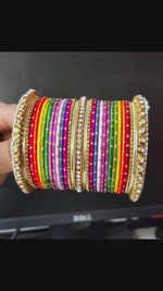 Rainbow Colorful dotted bangles set, Indian Bangle Set, Indian Pakistani Wedding Jewelry, Bridesmaids bangles, for any occasions, Set of 2
