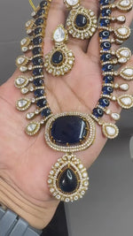 Rajsthani Teardrop Polki Necklace Earrings Set, Jaipuri Polki Indian Jewelry, Celebrity Polki Necklace Set, Traditional Polki Jewelry Set, Bollywood Polki Jewelry Set