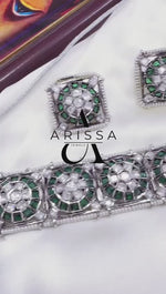 Luxury AD Choker Necklace & Earring Set with American Diamonds Ideal for Weddings Engagements & Special Occasions