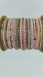 Dusty Pink & Multishade Bridal Bangles Set, Wedding Bangles, Colorful Beautiful Fashion Bangles, Special Festive Occasions, Eid