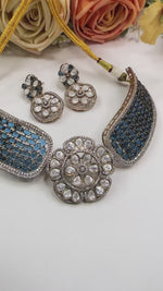 Blue Enamel Designer Choker Necklace Set with Earrings | Exclusive Festive Jewelry
