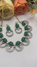 Royal Green Stone Necklace & Earrings Set – Bridal & Party Jewelry