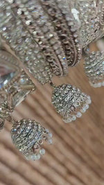 Indian Jhumki Silver Kundan Stone Jhumar Bangles Set | Bridal Bangle Set | Indian Bangles Set | Indian Jewellery