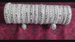 Indian Bangle Set , Bridal Bangles, Traditional Mirror Bangle Set, Brass Metal & Stone Bridal Bangle Set with Jhumki Borders, Indian Jewelry