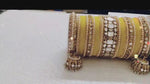 Traditional Mirror Velvet Bangles Set with Jhumki, Wedding Bangles, Traditional wedding jewelry, Brass Metal Mirror Bridal Bangles Set