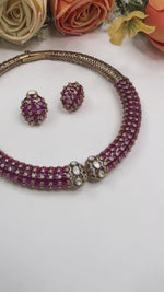 Emerald Green Enamel Collar Necklace Set with Earrings | Designer Statement Jewelry