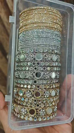 Mirror Side Stone Bangles Combo Set | Bridal Indian Jewellery Bangle Set | Traditional Indian Bangles Set