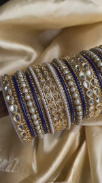Kundan Pearl and Stone Kada Bangle Set, Indian Bangles Bridal Handmade Kundan Set Silk thread Bangles, Gift Ethnic Traditional Jewelry
