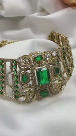 Premium Purple & Green Stone Gold-Plated Kundan Choker Necklace Set with Matching Earrings | Kareena Kapoor Inspired Bollywood Indian Jewellery Set