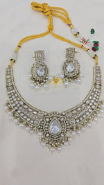 Premium Designed AD Wedding Necklace Jewellery Set, Premium AD Necklace Earrings, Premium CZ Earrings Set, Premium Indian AD Jewellery, Premium Bridal Necklace Earrings Set, Premium CZ Pakistani Jewelry