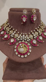 Indian Peacock Inspired Necklace Earrings Set, Peacock Bridal Jewelry Set, Pakistani Bird Jewelry, Bollywood Necklace Set
