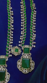 Green Emerald Original Polki Luxury Lady Trending Long Premium AD Set