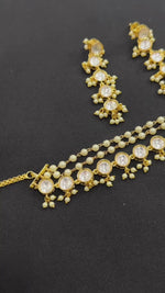 Stylish Layered Pearl Kundan Necklace Earrings Set, Layered Pearl Necklace Set, Indian Kundan Set, Pearl Bridal Earrings set, Bollywood Pearl Necklace, Pakistani Pearl Choker Set