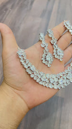 American Diamond Choker Earrings Set, Bridal CZJewelry, Wedding AD Choker, Indian AD Earrings Set, Pakistani AD necklace