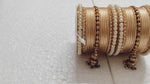 Indian bangle set , Bridal bangles, Metal bangles, Traditonal wedding jewelry, Brass Metal and Pearl Bridal Bangle Set with Jhumki
