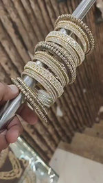 Indian Shadow Brass Stones Bangle Set | Traditional Bridal Bangle Set | Elegant Indian Jewellery Kada & Bangles for Wedding & Party Wear