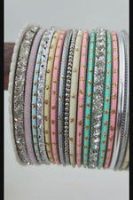 Elegant Pastel Colors Bangles Set, Indian bangles for bride, Wedding Bangles Set, Indian Wedding Jewelry Bangle / Bangle Bracelet, Set of 2
