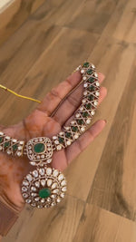 Antique Gold-Finish Polki Necklace Set | Indian Jewellery | Floral Kundan & Stone Choker Necklace Set with Earrings