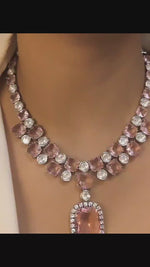 Sparkling Crystals Statement Necklace Jewelry Set, Polki Statement Necklace Set, Wedding Polki Necklace, Indian Jewellery Set, Celebrity Jewelry Set, Bollywood Polki Necklace Set
