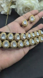 Premium Kundan Mirror Choker Necklace Set with Matching Earrings | Kajol Bollywood Actress Inspired Indian Jewellery | Luxury Kundan Jewellery Indian Neckles Set