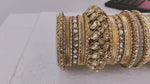 Golden Wedding Bangle set, Bridal bangles set of 2 Kundan Bangles with Chakri Kada, Bollywood Jewelry Set of 46 Bangles, Indian Jewelry