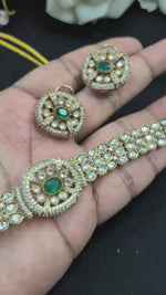 Premium Flexible Kundan Choker Necklace Set with Matching Earrings | Ananya Pandey Bollywood Actress Inspired Indian Jewellery | Luxury Kundan Jewellery Indian Neckles Set