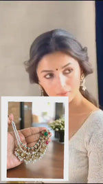 Handcrafted Kundan Pearl Earring Set with Emerald & Ruby Accents Bollywood actress Alia Bhatt Inspired