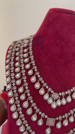 Regal Layered Celebrity Polki Necklace Set, Indian Polki Jewelry Set, Wedding Necklace Set, Paskistani Polki Necklace Set