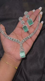 Mint Green American Diamond Necklace Set | Indian Party & Wedding Jewelry Online