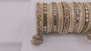 Rich Texture Pearl Stones & Mirror Indian Bangles Bracelet Set with Jhumki Borders, Indian wedding bangle set
