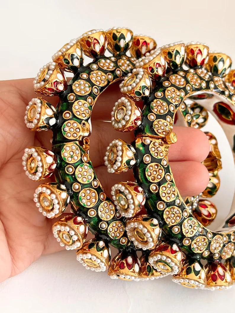 Rajwadi Judau Kundan Kada Set, Rajwadi kada, Pachali bangles