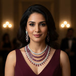 Luxury Ruby & Diamond Choker Necklace Set – Elegant Bridal Statement - Libasaa.com