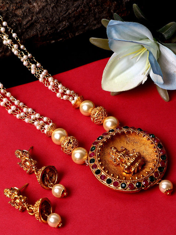  Exclusive South Indian High Gold Plated Temple Jewellery Set  - Libasaa