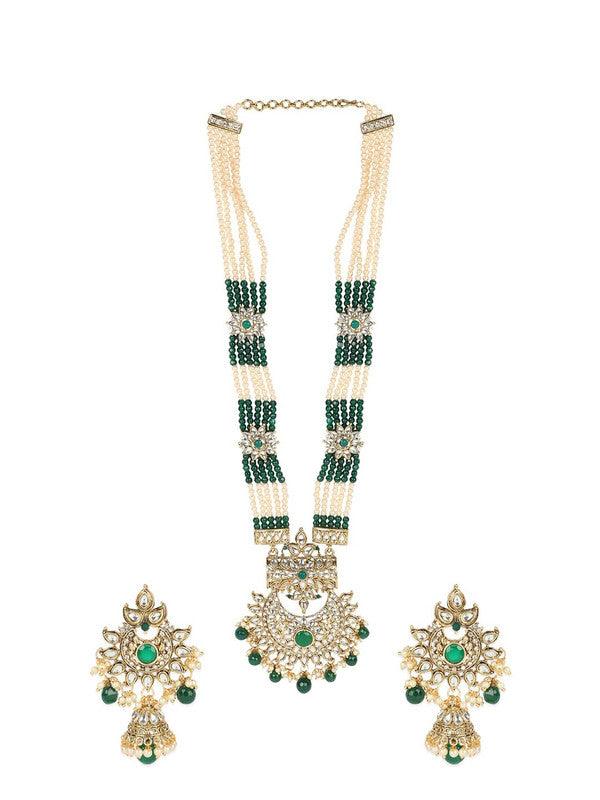 Rani Haar Kundan long Necklace Set/Gold Indian Necklace Set/ Indian kundan Jewellery/Muslim Long Necklace Set - Libasaa