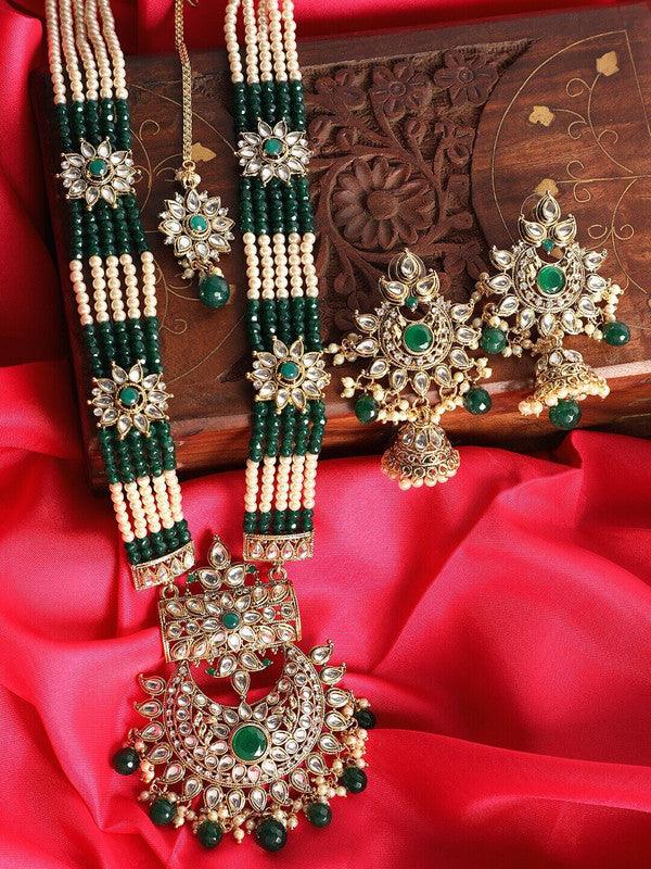 Rani Haar Kundan long Necklace Set/Gold Indian Necklace Set/ Indian kundan Jewellery/Muslim Long Necklace Set - Libasaa